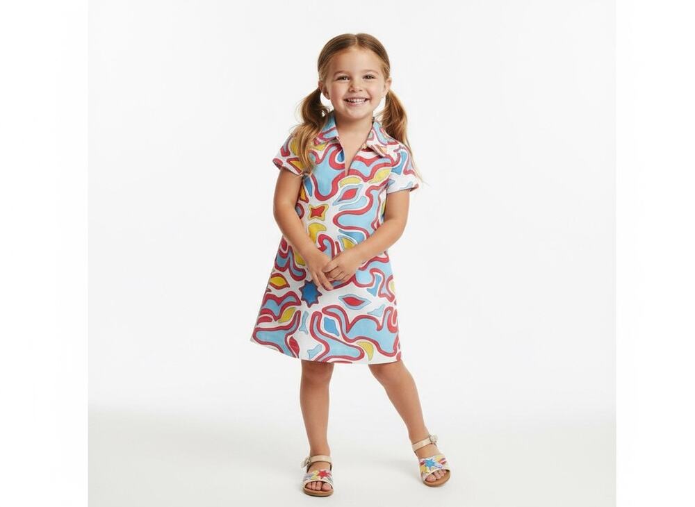 J McLaughlin Girls Dress 3/4 Picasso Print Cotton Shift Short Sleeve NWT